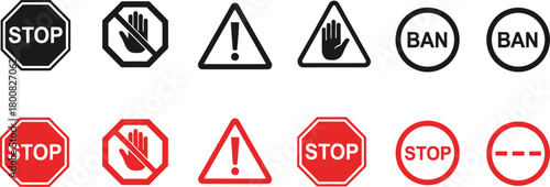 AI Lettering & Stars Elements, Set of Four Black and White Flat Icons