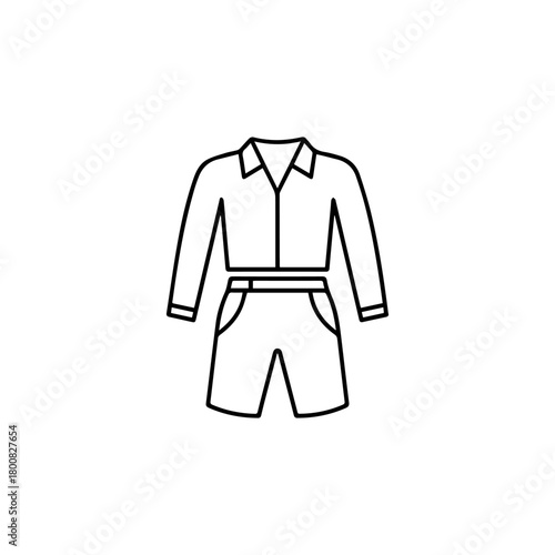 Line drawing of a collared shirt paired with shorts