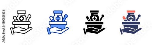 Pharmacy Service icon set multiple style collection