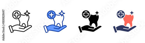 Dental Care icon set multiple style collection