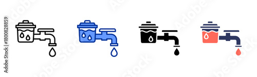 Water Supply icon set multiple style collection
