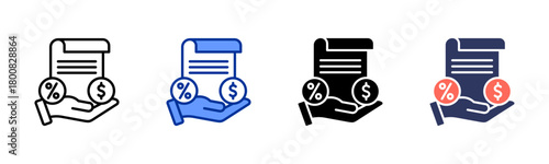 Tax Service icon set multiple style collection
