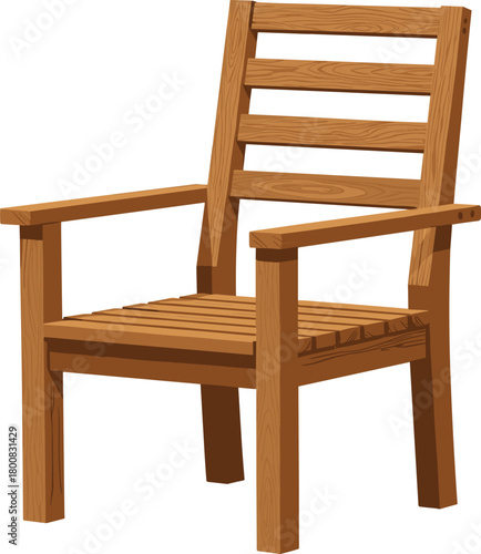 Wooden chair design, rustic outdoor furniture, slatted wood seat, high backrest chair, patio seating, handcrafted wood chair, natural texture, garden furniture, vintage style