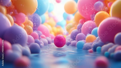 Abstract pastel colored balls background video with smooth movement, ideal for creative and