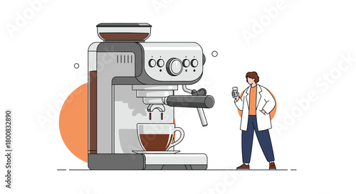 Expert barista meticulously preparing a perfect espresso shot with a high-quality coffee machine.