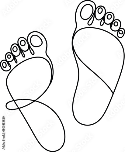 One Line Footprint Silhouette  Minimal Continuous Line Bare Foot Vector
