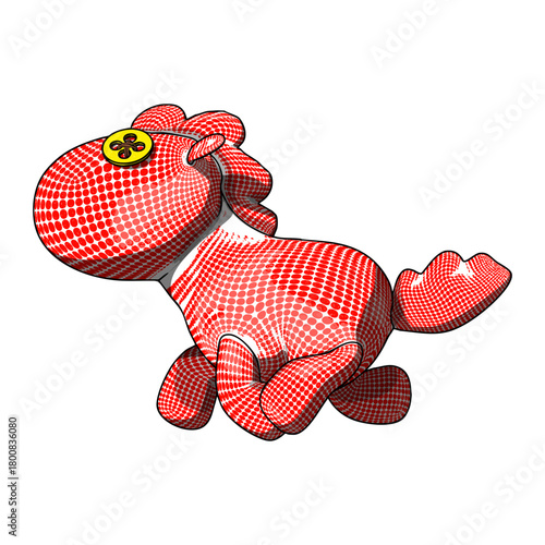 Horse Plush Cute and Funny Toy. Vector Illustration.