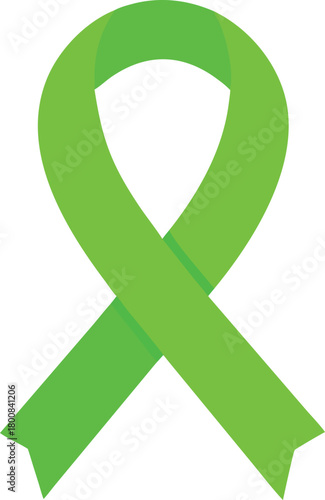 A vibrant green ribbon gracefully curved representing awareness and hope for a cause