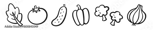 Simple Line Drawing Set of Common Vegetables
