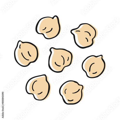 Chickpea beans line doodle drawing