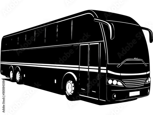 Black Silhouette of a City Bus or Coach Vector Icon