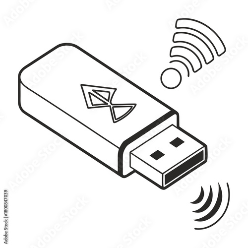 Wireless bluetooth adapter isolated on for data transmission