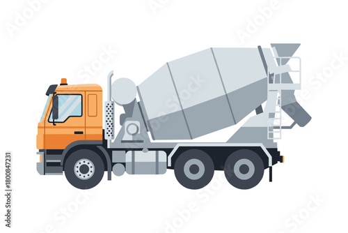 vector illustration of a cement truck concrete mixer truck in a clean and minimal style