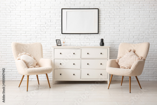 Chest of drawers, armchairs...