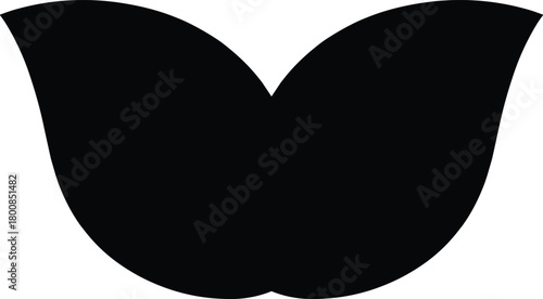 Stylized black organic leaf shape icon on white background, abstract graphic design element