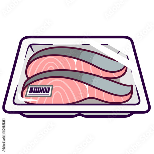 tuna slice pack cartoon illustration