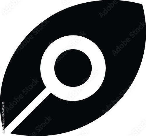 Stylized eye icon with integrated magnifying glass for search, vision, and insight concepts