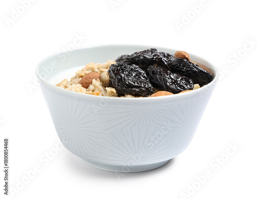 Bowl of tasty oatmeal with ...