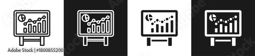 Presentation Board Line N Glyph Icon In White And Black Background