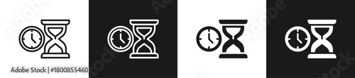 Hourglass Line N Glyph Icon In White And Black Background
