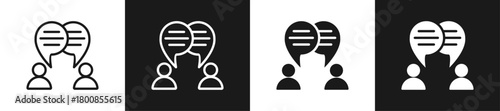 Speech Bubble Line N Glyph Icon In White And Black Background