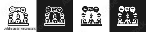 Team Discussion Line N Glyph Icon In White And Black Background