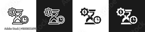 Time Management Line N Glyph Icon In White And Black Background