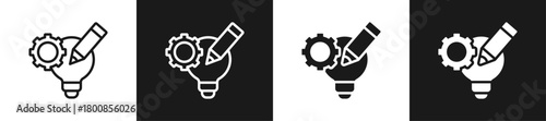 Innovation Process Line N Glyph Icon In White And Black Background