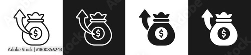 Revenue Growth Line N Glyph Icon In White And Black Background