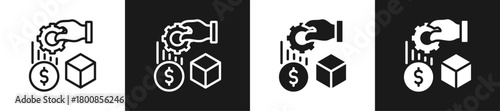 Resource Allocation Line N Glyph Icon In White And Black Background