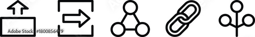 User interface vector icons: upload, export, network, link, and share symbols for web