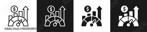 Performance Indicators Line N Glyph Icon In White And Black Background