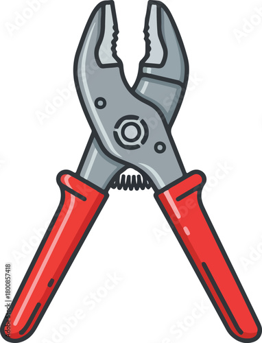 Gray metal pliers with red handles, suitable for hardware store ads, diy blog posts, construction manuals, and industrial tool catalogs.