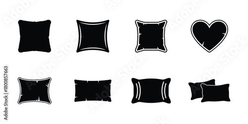 Black pillow silhouettes icon isolated on white background