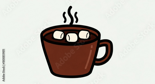 A steaming cup of hot chocolate with marshmallows, perfect for a cozy winter day isolated on