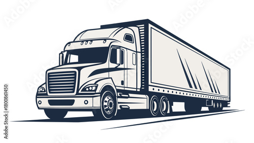 Powerful semi-truck ready for long haul transport, a symbol of logistics and freight transportation, perfect for shipping and delivery business needs