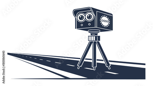 Speed camera on the road warns drivers to slow down, promoting safe driving and accident prevention for a secure journey with traffic enforcement