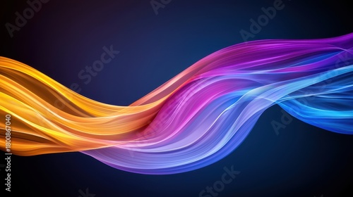 Wellness meditation positivity concept. Vibrant flowing waves of color create an abstract visual effect on a dark background.