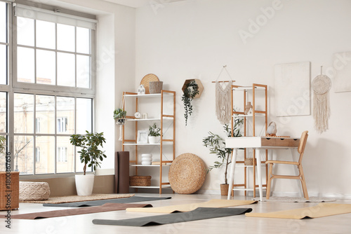 Interior of yoga studio wit...