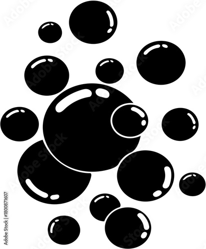Bubble Soap, Champagne Drops Line and Silhouette Black Icon Set. Soda Symbol Collection. Underwater Ball. Sphere Foam Pictogram, Clean Water. Air Oxygen. Isolated Vector Illustration.