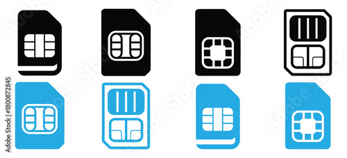 Modern mobile SIM card set for global connection and networking,Sim card icon logo design. dual sim card sign and symbol