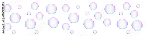 Pixel Bubbles Background Vector Ideal for gaming, aquatic, cleaning, soap, or digital art themes requiring a simple retro 8-bit aesthetic background.
