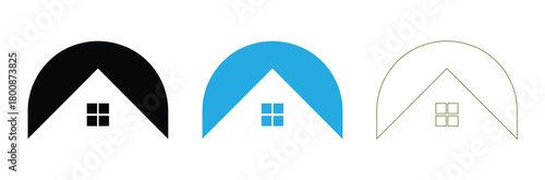 Modern house logo design in black, blue, and green colors,Web home icon for apps and websites. Collection home icons. House symbol