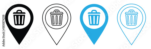Find recycling locations with modern map pin icons nowtrash can icon set, Trash bin icon, Delete icon vector illustration