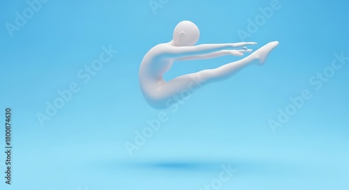 Abstract Figure Performing Underwater Ballet in Blue Water.