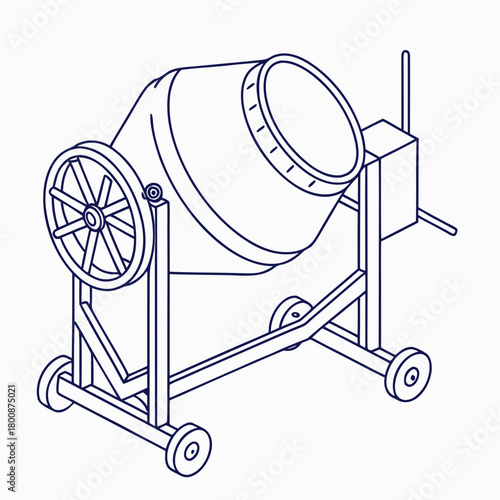 Concrete mixer isolated on it is a device that homogeneously combines cement, aggregate such as sand or gravel, and water to form concrete