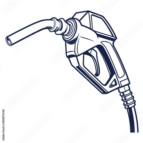 Illustration of a gas pump nozzle isolated on, a device used to dispense fuel into vehicles at a filling station, in a minimalist style