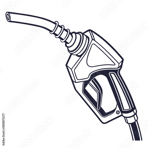 Illustration of a gas pump nozzle isolated on, a device used to dispense fuel into vehicles at a filling station, in a minimalist style