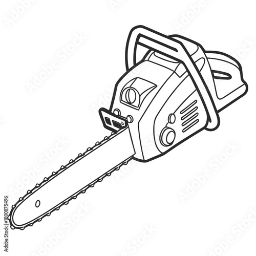 Illustration of a chainsaw isolated on powerful tool for cutting wood and trees equipment for forestry and construction work