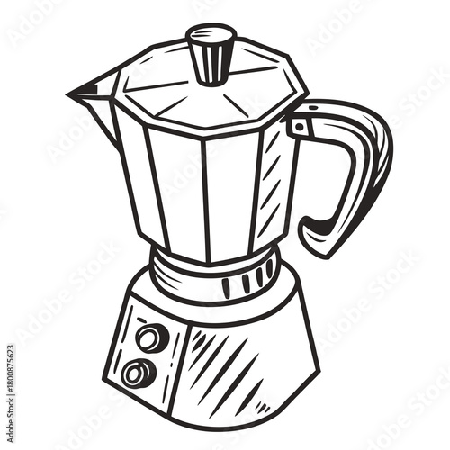 Classic moka pot for brewing rich espresso, a timeless symbol of italian coffee culture isolated on